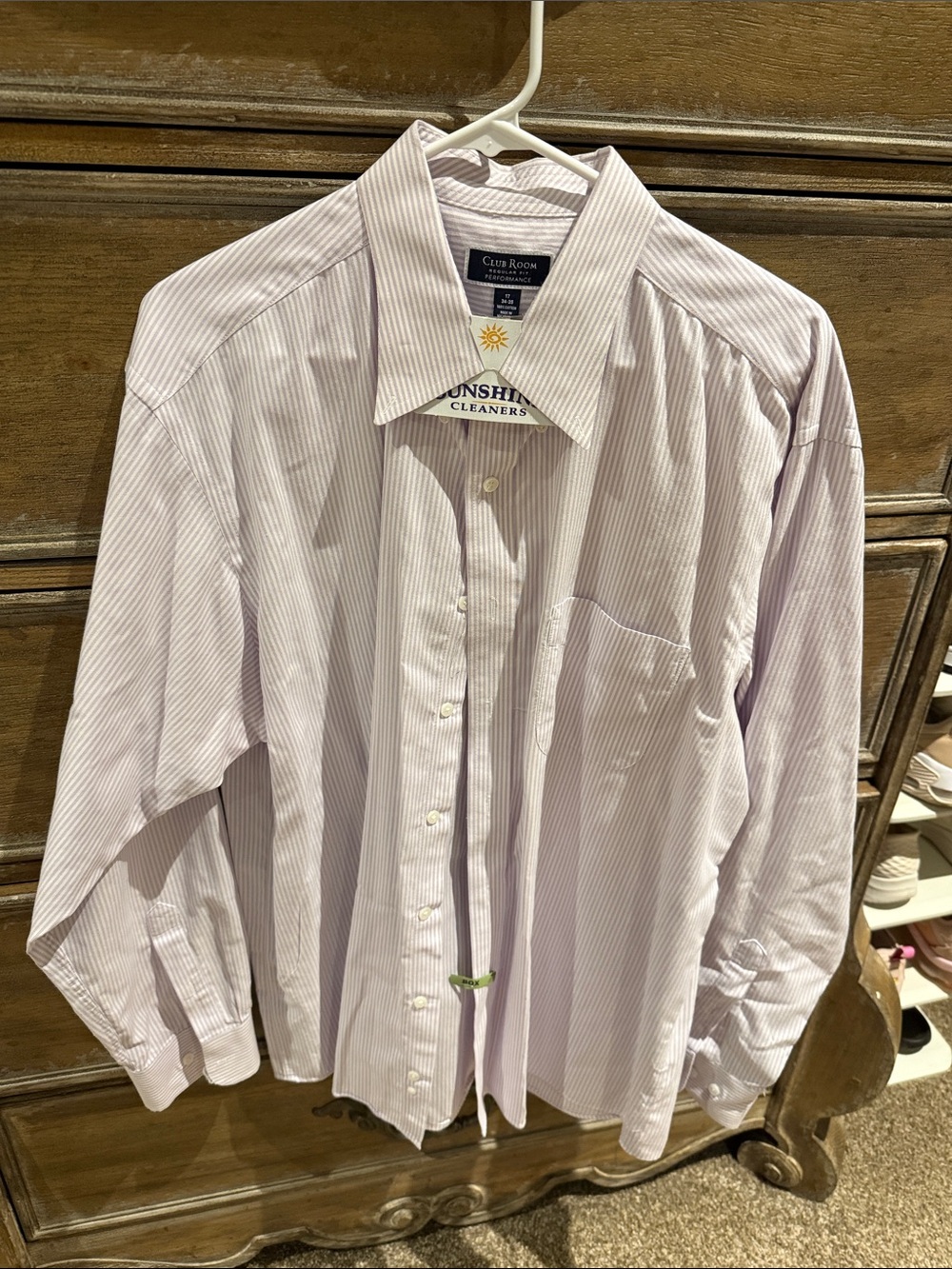 Club Room Men's Light Lavender Pinstripe Dress Shirt